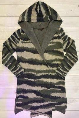 MAXSPORT Max Sport Sweater Long Cardigan Hooded Comfy Cozy Green Natural Medium - Image 1 of 4