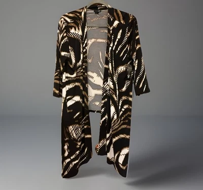 Nuevo con etiquetas Cárdigan East 5th Estampado Abstracto Cascada Fluido Suelto Lagenlook Talla Lrg Foto 1 de 4