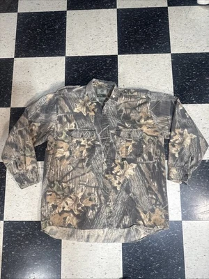 VTG MOSSY OAK Brand Breakup Camo Button Up Heavy Chamois Shirt Sz XL Hunting - Image 1 of 4