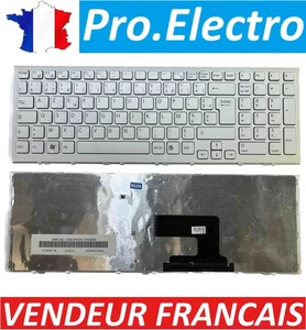 BLANC:Keyboard clavier AZERTY FR Sony VPCEE VPE-EE V116646F VPCEH VPC-EH AEHK1F0 - Picture 1 of 2