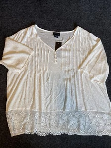 Liv Los Angeles Damen Bluse Top Elfenbein Boho Transparent Landhaus Kern Größe 2X Neu mit Etikett - Bild 1 von 11