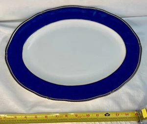 Wedgwood England Crown Sapphire 1992 15" ovale Servierplatte blau mit Gold vergoldet - Bild 1 von 5