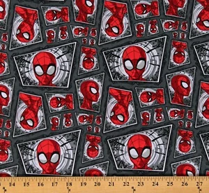 Cotton Spiderman Comic Swirl Spider-Man Gray Fabric Print by the Yard D361.34 - Picture 1 of 1