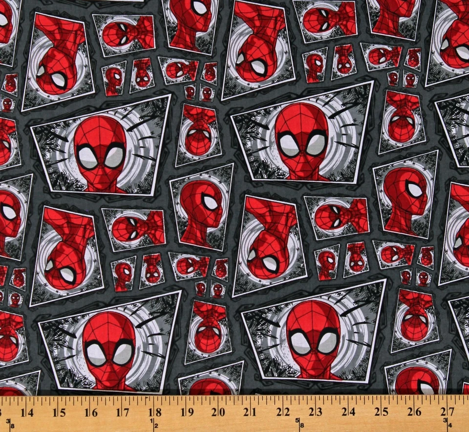 Cotton Spiderman Comic Swirl Spider-Man Gray Fabric Print by the Yard D361.34 - Image 1 of 1