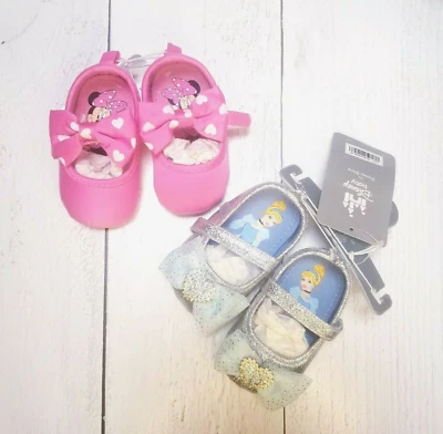Juego de 2 zapatos de ballet Tinker & Minnie princesa bebé niña talla M 0-6M rosa plateado Foto 1 de 4