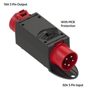 Presa 32Amp 5Pin a 16Amp 5 Pin 415V con Protezione MCB | Da 32A a 16A 415v - Foto 1 di 4