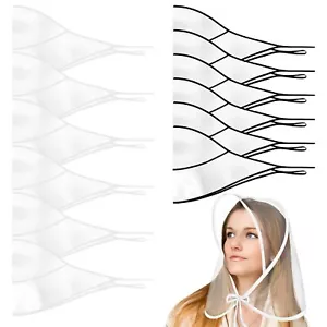 12 Pieces Clear Rain Hat with Visor Reusable Plastic Rain Bonnet Foldable Rai... - Picture 1 of 8