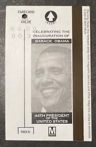2009 Barack Obama Inauguration Collectible DC Metro Card USED Perfect condition - Picture 1 of 2
