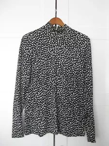 TORY BURCH - Rollkragenpullover aus Seide - schwarz-weiß gepunktet - Größe XL - Bild 1 von 10