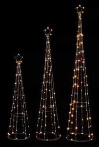 Premier Christmas Indoor Outdoor 250 LEDs 3 Piece Pyramid Metal Frame WARM WHITE - Picture 1 of 1