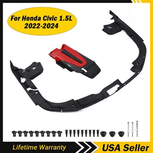 FOR 22-24 Honda Civic Engine Bay Side Panel Shields w/ JDM Red Black Valve Cover - Picture 1 of 22