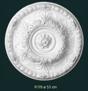 Rosone in gesso bianco per decorazione soffitto diametro 53 cm - R178 - Rosoni - Foto 1 di 1
