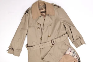 VINTAGE Brooks Brothers Duel Plaid/Wool Lined Coat 38S Beige Double Breasted - Picture 1 of 14