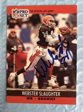 WEBSTER SLAUGHTER 1990 Auto Autograph Football Card #477 Signed Cleveland Browns