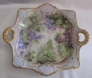 Gerold Porzellan handbemalt vergoldete Henkelschale Trauben Design W Germany signiert - Bild 1 von 12
