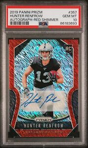 2019 Panini Prizm - Hunter Renfrow Rookie Red Shimmer Autograph /25 #357 PSA 10