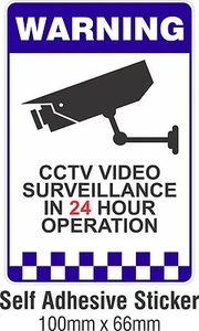 Warning CCTV Security Surveillance Camera Decal Sticker Sign 66mmx100mm - Picture 1 of 2