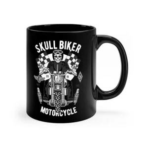 Skull Rider - 11oz Black Mug - Motorcycle - Picture 1 of 5