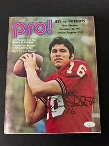 Jim Plunkett Signed Auto 1971 New England Patriots vs NY Jets Program JSA COA - Picture 1 of 4