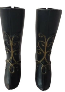 Disney Barbie Frozen Anna Puppe Schwarz Stiefel Schuhe Gold Scroll Mattel Prinzessin Spielzeug - Bild 1 von 7