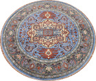 Blue Heriz-Serapi Oriental Round Rug 6X6 Indian Handmade Wool Carpet