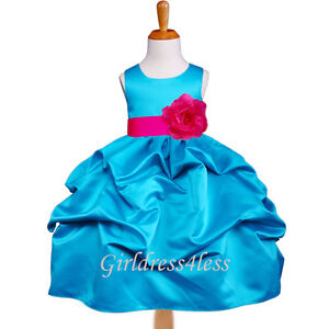 New Turquoise Baby Wedding Flower Girls Pick Up Dresses 6M 12M 18M 2 4 6 8 10 12