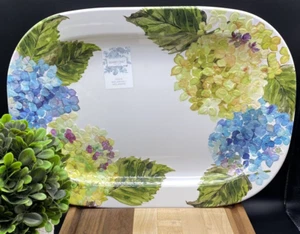 SHABBY CHIC Melamine Hydrangea Flowers Large Serving Platter (17" x 12.5") NEW - Picture 1 of 9
