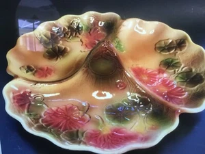 St. Clement -Luneville 3 Lobed Majolica Footed Serving Tray Retro French Piece - Picture 1 of 12
