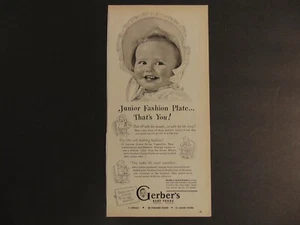 1948 GERBER'S BABY FOOD Cute Baby Wearing Bonnet vintage art print ad - Picture 1 of 1