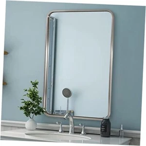 Bathroom Mirror, 22x30’’ Rounded Rectangle Mirror 30"L x 22"W Brushed Nickel - Picture 1 of 7