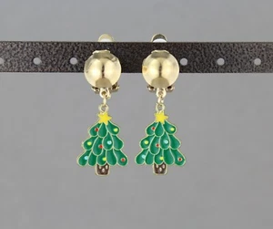 Weihnachtsbaum Clip On Ohrringe Clips leicht 1,5" lang Urlaub Ohrringe - Bild 1 von 9