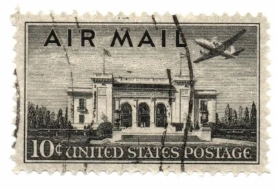 US Stamp Scott C34 Air Mail Pan-American Building Used 10c 1947 (a2) - Image 1 of 2