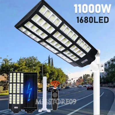 11000W Commercial Solar Street Light Outdoor Dusk to Dawn Super Bright Road Lamp - Image 1 of 4