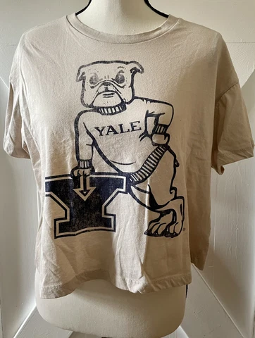 Yale Bulldog Crop Tee Licensed Official  Distressed Size Large NWT Cover
