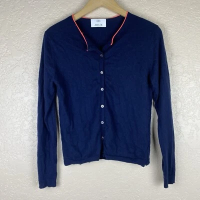 Allude Size L Cardigan Sweater Cotton Cashmere Blue Button Down Lightweight - Image 1 of 4