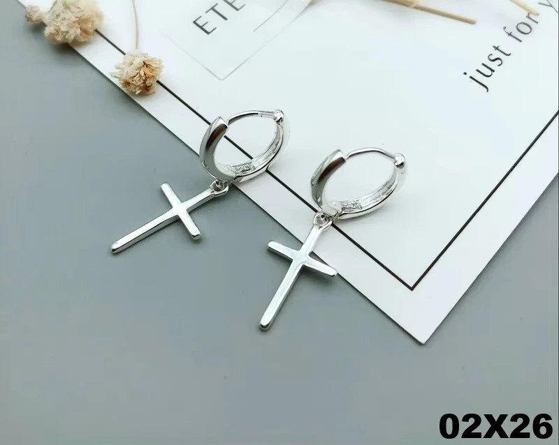 Damen Kreuz Ohrringe 925 Sterling Silber Hypoallergene Ohrringe OHRSCHMUCK - Bild 1 von 4