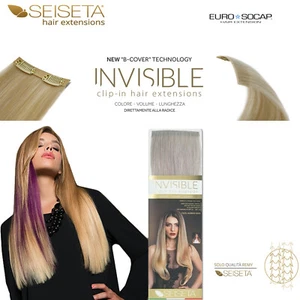 Invisibile Clip in Hair Extension SEISETA capelli veri Fascia con 2 clip Remy - Bild 1 von 31
