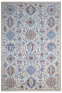 For Home Decor Floral Oriental Area Rug 9X12 Beige, Blue, Hand-Knotted Rug 4810 - Picture 1 of 9