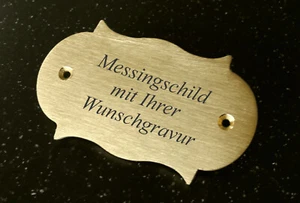 MESSINGSCHILD Türschild Grabschild - rustikal 85x50 mm - mit Ihrer WUNSCHGRAVUR - Picture 1 of 5