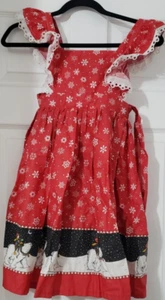 Mary Engelbreit Daisy Kingdom Fabric Girl's Pinafore Christmas Handmade - Picture 1 of 8