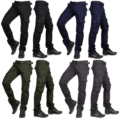Herren Camouflage Army Hose Freizeit Baumwoll Pants Cargohose mit Gürtel IT079 - Bild 1 von 2