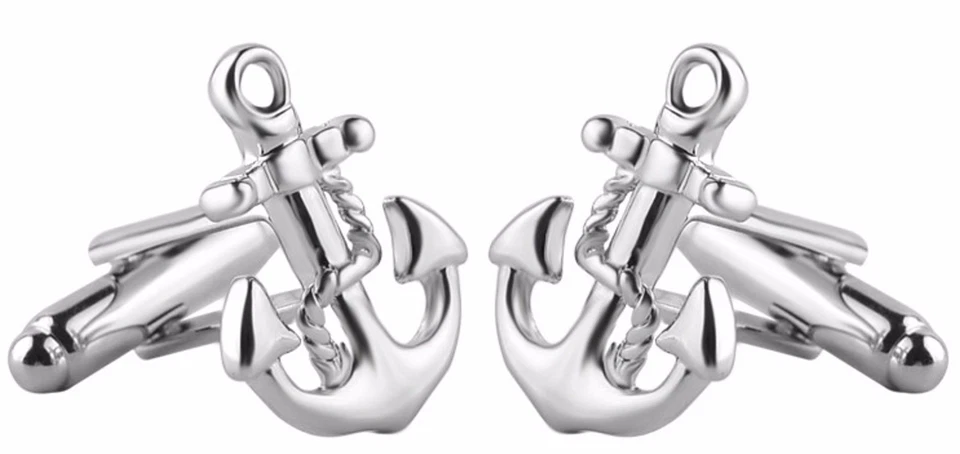 Nautico Argento Ancora Barca Nave Vela Uomo Matrimonio Regalo Da Gemelli Diretta - Immagine 1 di 1