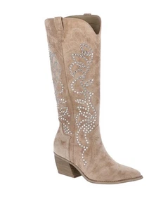 Botas occidentales Madden NYC para mujer con tachuelas, poliéster coñac, punta puntiaguda, apiladas - Imagen 1 de 5