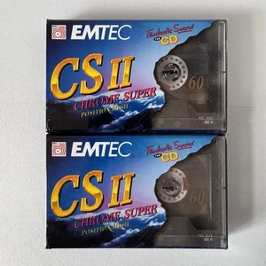 2x EMTEC Chrome Super CS II 60 Min. Type 2 Blank Audio Cassette Tapes - Picture 1 of 3