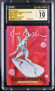 2024 Marvel Masterpieces 92 Platinum Silver Surfer Red Prism Jusko Auto CGC 10 - Bild 1 von 2