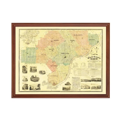 Old Map of Clark County, IN 1875 - Vintage Indiana Art - Image 1 of 4