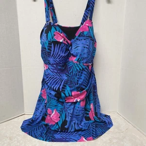 Badeanzüge für alle Damen 1tlg Badeanzug Schwimmkleid Gr. 20 Neu Blau Tropical Floral - Bild 1 von 13