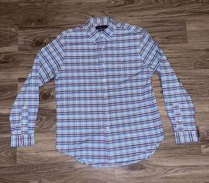 Camisa Ralph Lauren Para Hombre Extra Grande Azul A Cuadros Calce Ajustado Poni Manga Larga - Imagen 1 de 5