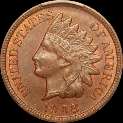 1908-S/S 1c centavo cabeça de índio PCGS MS 63 BN CAC RPM FS-501 neve 1 - Imagem 1 de 4