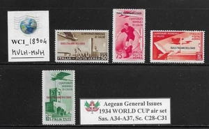 WC1_18904. CUESTIONES GENERALES EGEAS. Copa Mundial de Fútbol 1934 aire. Sc.C28-C31.MVLH-MNH - Imagen 1 de 1